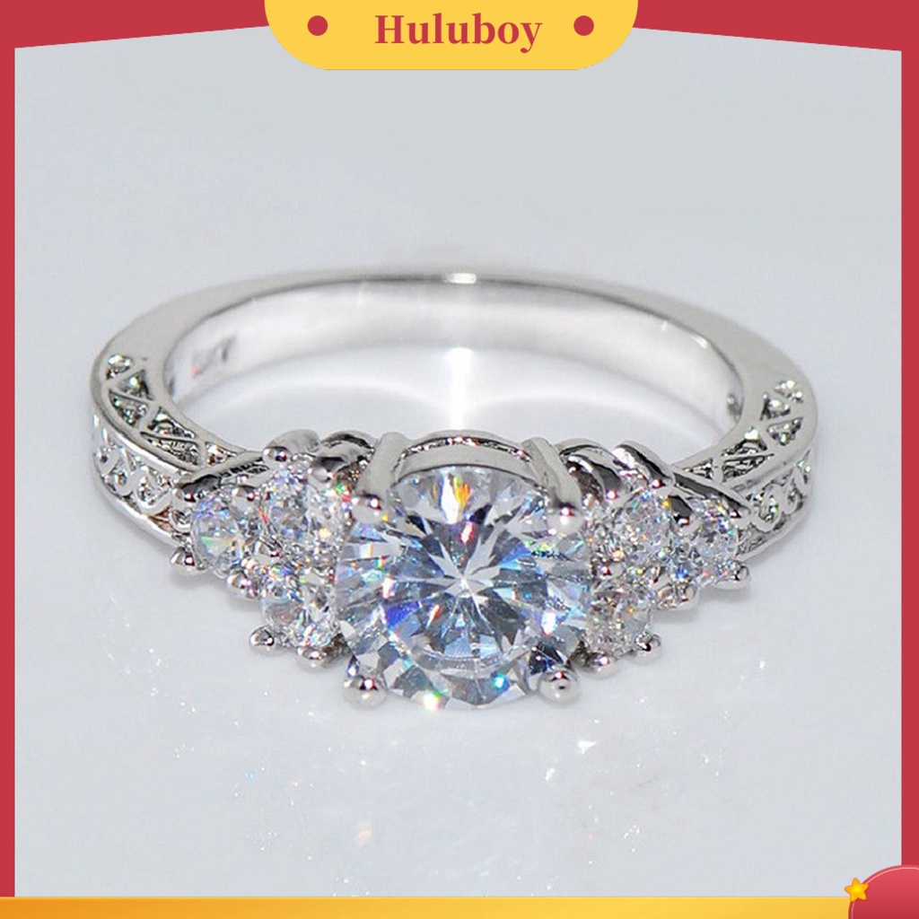 {Ready Stock} Mewah Cubic Zirconia Hias Wanita Pertunangan Pesta Pernikahan Cincin Perhiasan Hadiah