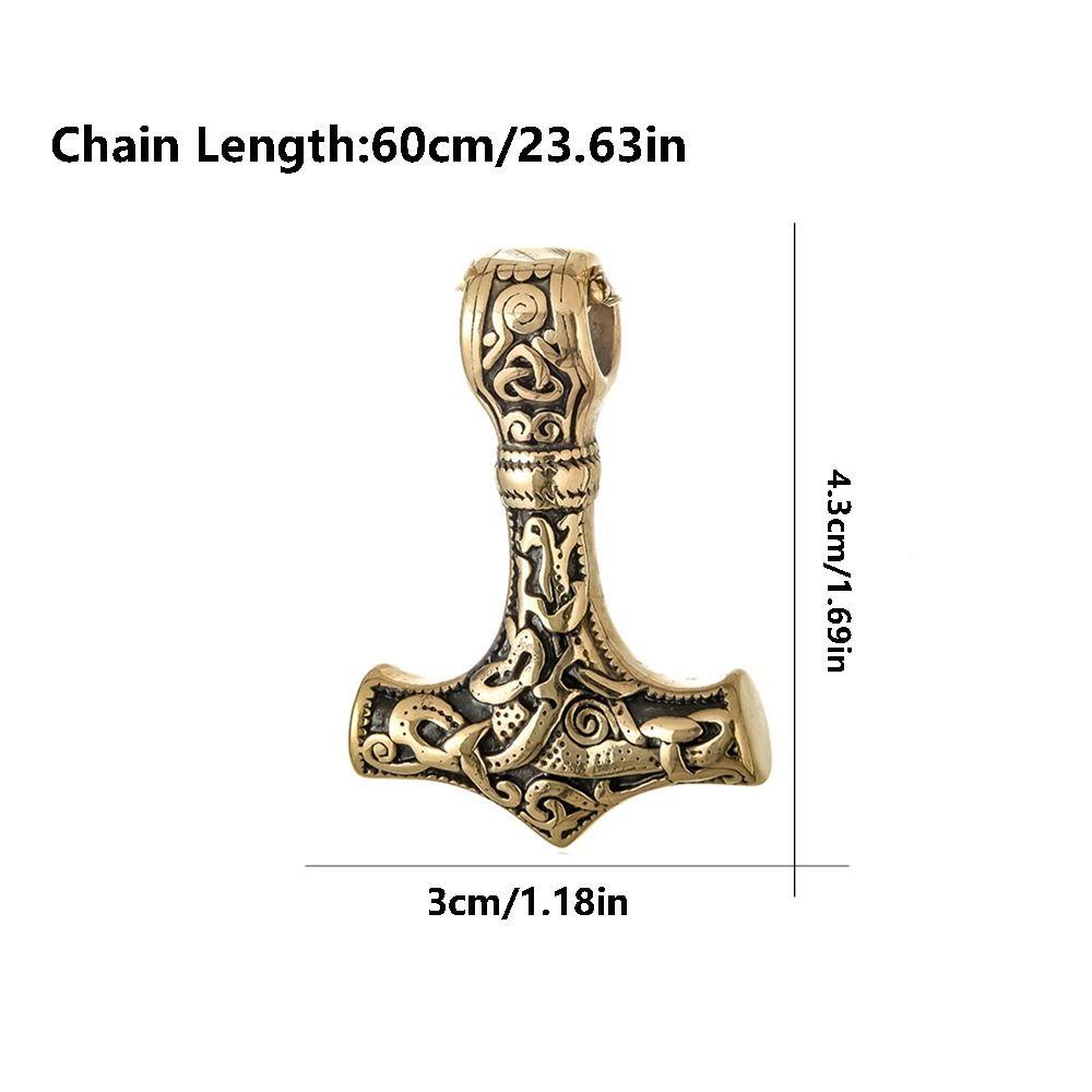 Needway Thor's Hammer Kalung Rantai Vintage Unik Anti Karat Norse Viking Sederhana Rantai Leher Pria