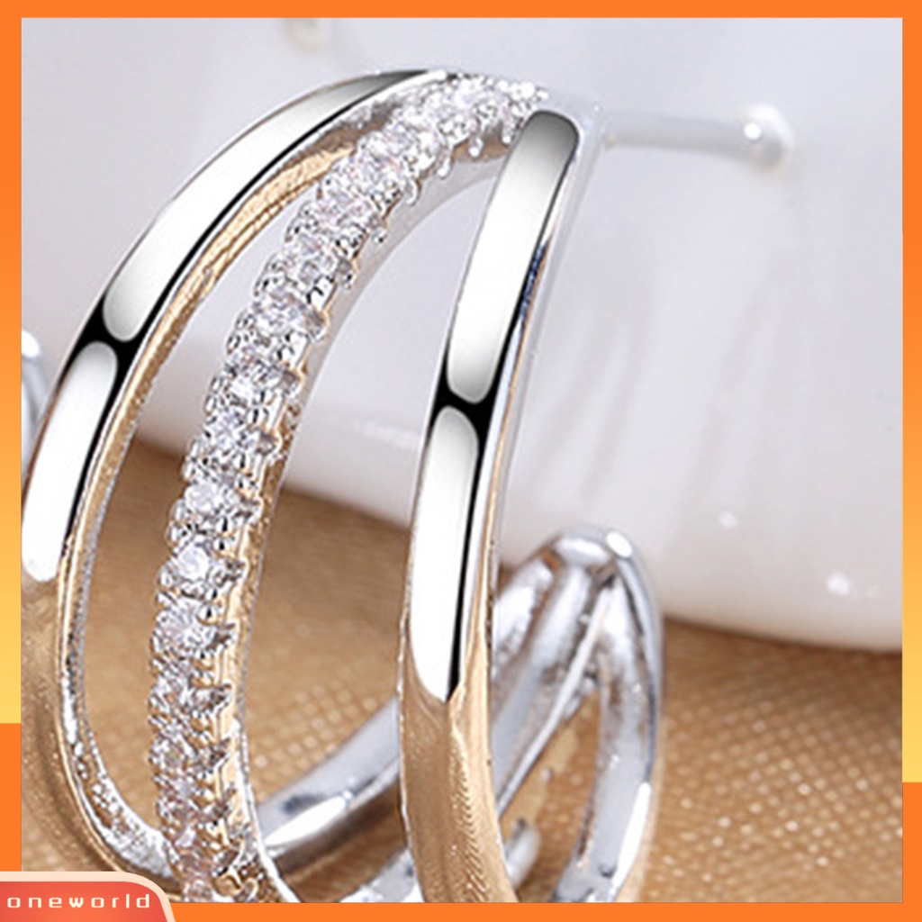 [OWR] 1pasang Stud Earrings Ear Wrap Piercing Shiny Minimalis Multiple Hoops Indah Electroplating Dekorasi Hypoallergenic Berlian Imitasi Tindik Cakar Anting-Anting Perhiasan Aksesori