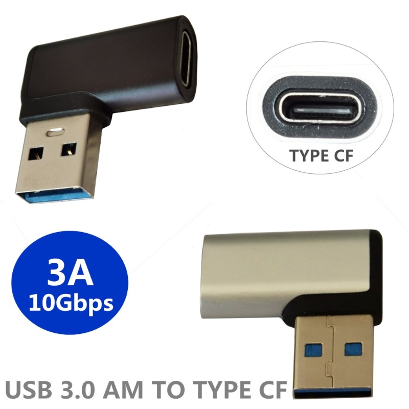 Adaptor zzz Usb3 0 Sudut Kanan 90derajat Male to Type C Female Konektor 10Gbps