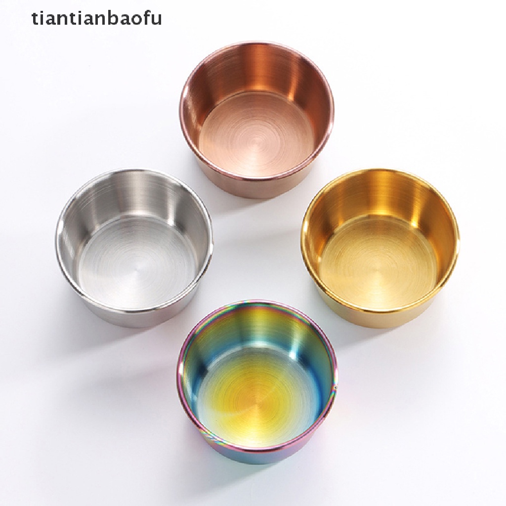 [tiantianbaofu] Piring Bumbu Stainless Steel Bulat Hot Pot Dipping Bowl Wadah Saus Makanan Butik