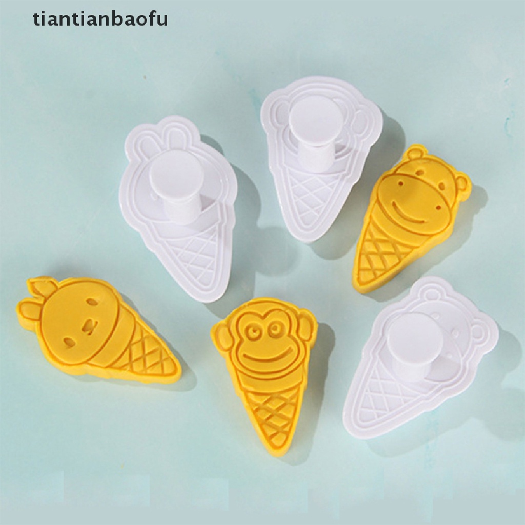 [tiantianbaofu] 3pcs/set Cetakan Es Krim Hewan Cookie Cutter Fondant Kue Decorag Tools Butik