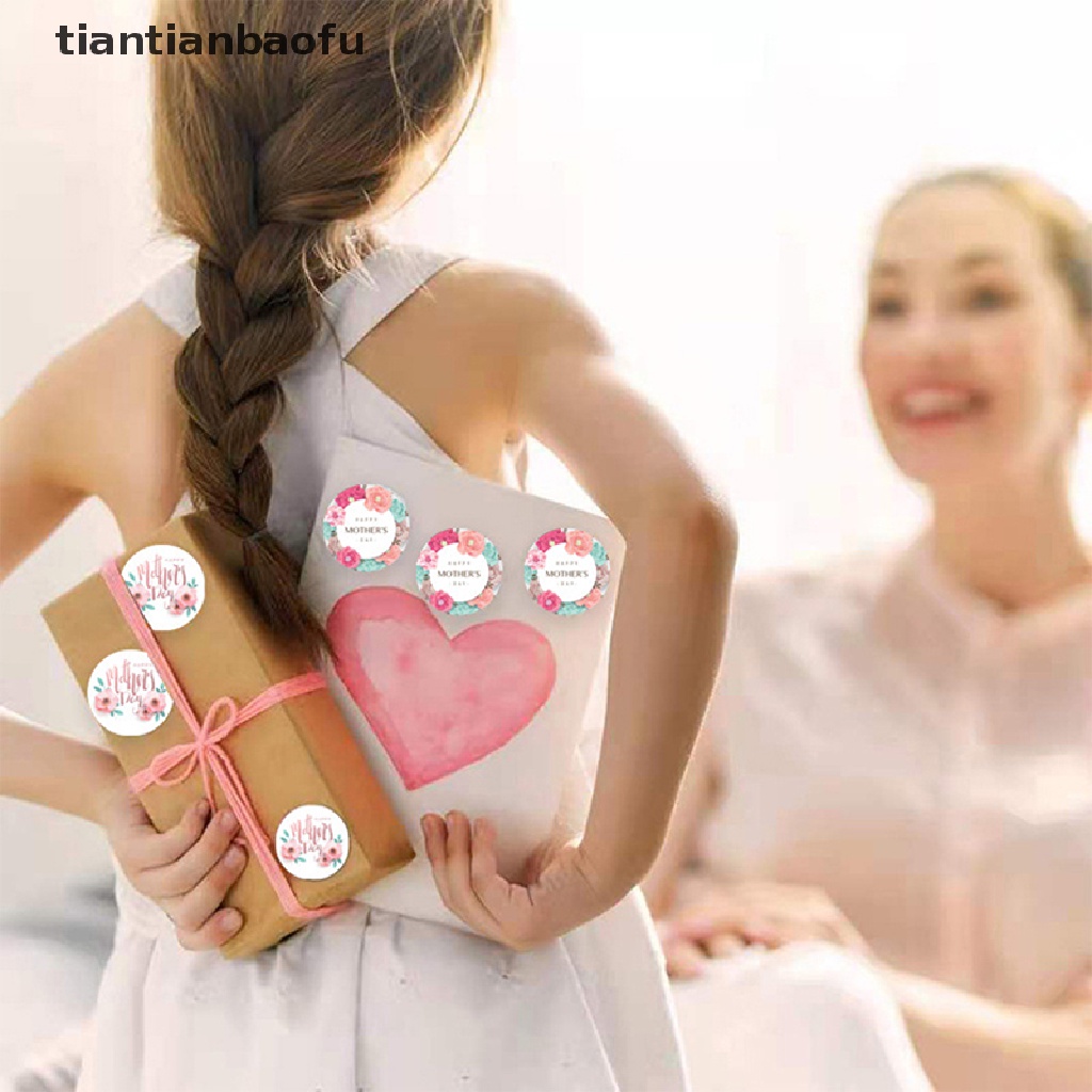 [tiantianbaofu] 500pcs/roll Hadiah Happy Mother's Day Label Kraft Kemasan Sealing Stickers Butik