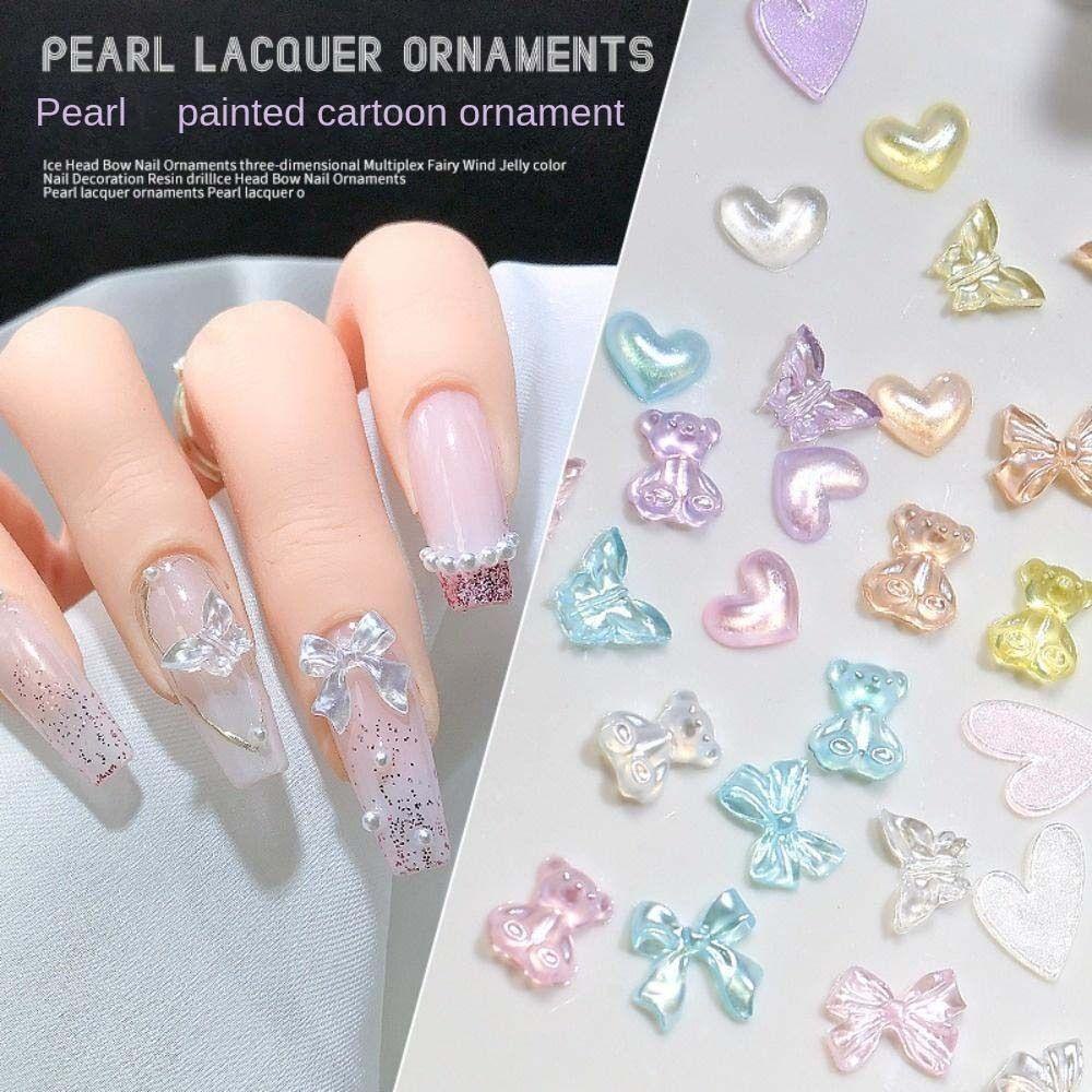 Needway Busur Dekorasi Kuku Fashion Jepang Nail Art Cinta Hati Kupu-Kupu Ikatan Simpul Beruang 3D Nail Art Drills