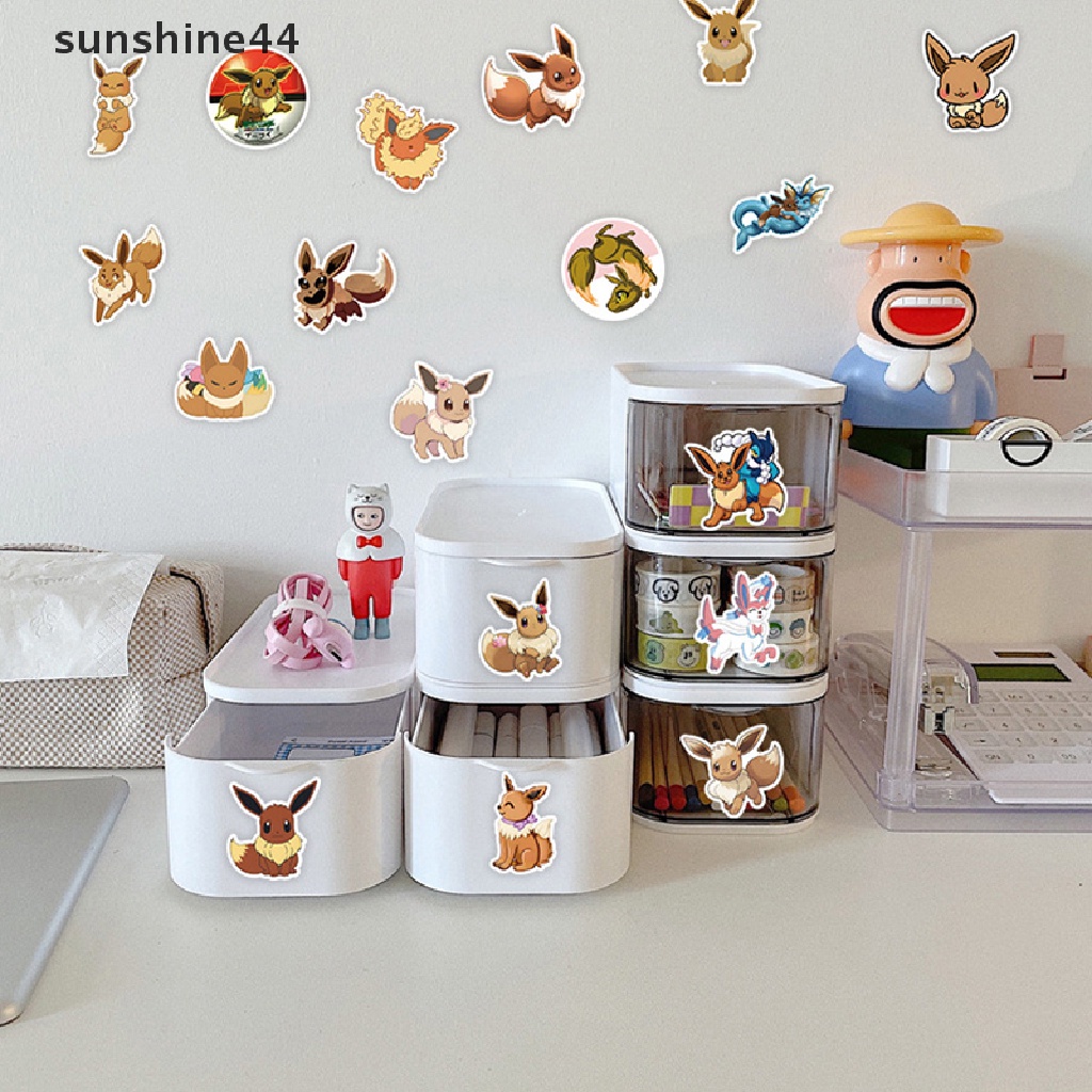 Sunshine 53/52pcs Kartun Pokemon Eevee Stiker Kawaii DIY Graffiti Lucu Anime Sticker ID