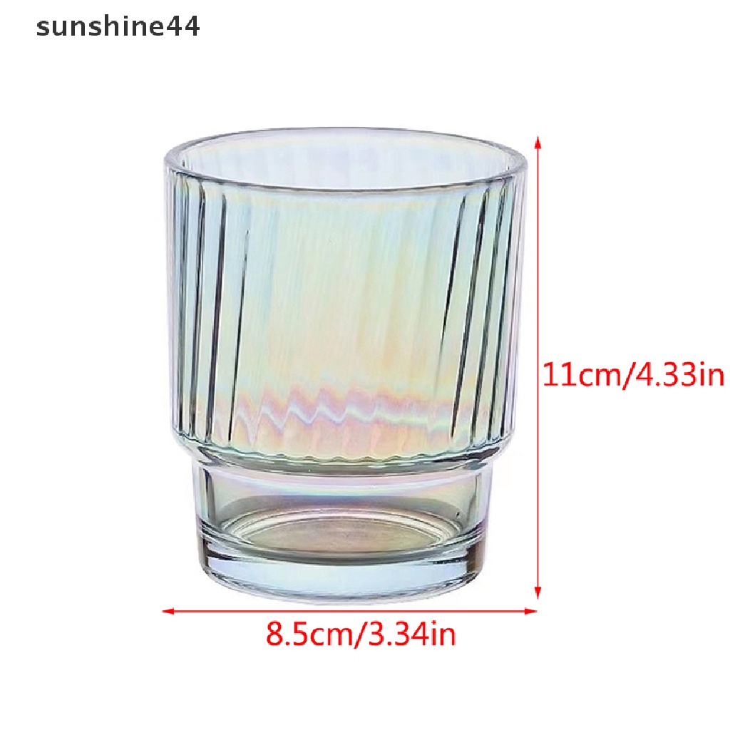 Sunshine Gelas Kaca 400ML Iridescent Dengan Tutup Straw Beer Juice Milk Tea Glass Cups ID