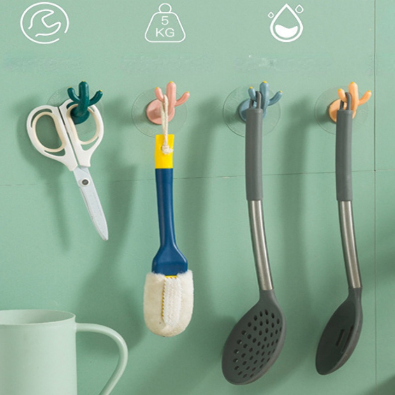 [Harga Grosir] [Warna random] Hook Berbentuk Kaktus Lucu/Rak Penyimpanan Kreatif/Rak Gantung Kamar Mandi Anti Air/Tempat Organizer Peralatan Dapur/Gantungan Multi Fungsi