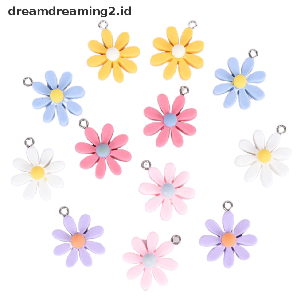 (hot) 10pcs/set Resin Little Daisy Sun Flower Ch Liontin Membuat Perhiasan DIY Craft//