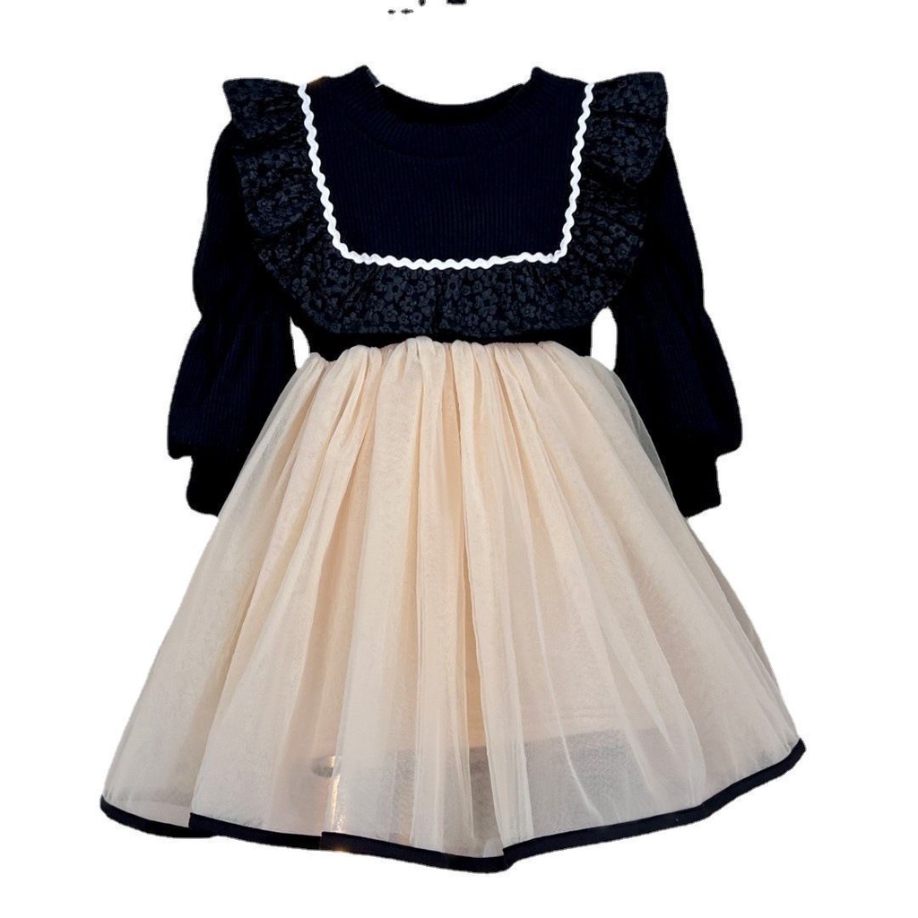 2-7 years old girl's dress autumn dress new girl foreign style gauze skirt thickened skirt children's princess dress