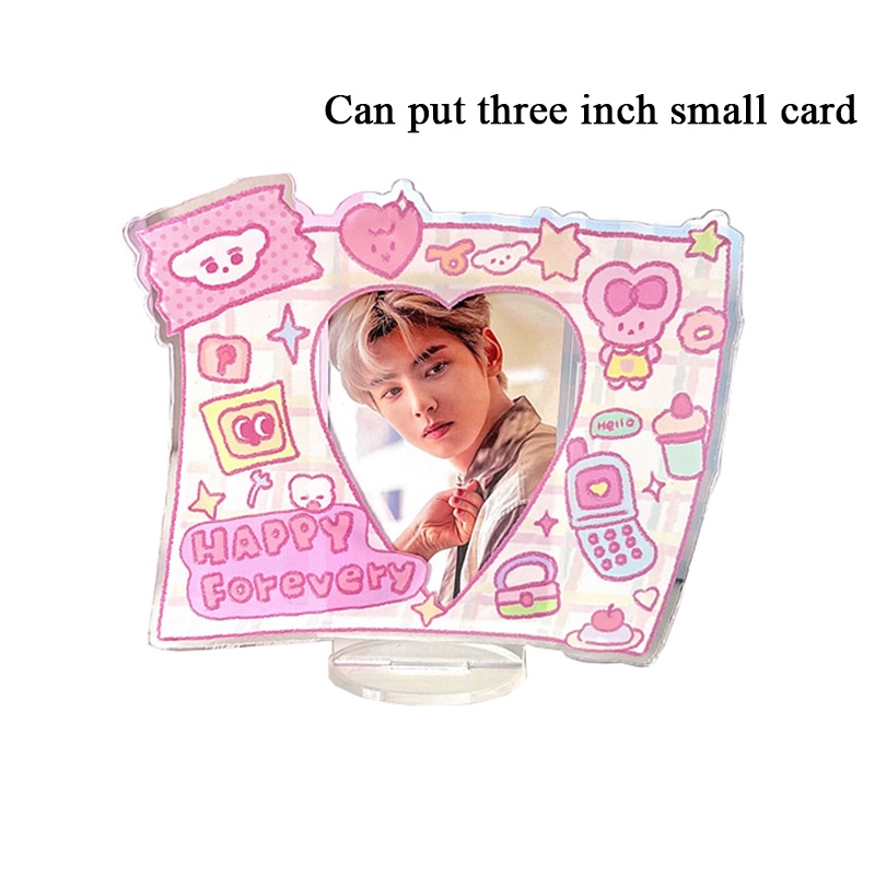 Acrylic Creative Pink Photocard Frame/Stand for Idol Friends Photocard 3inch Insert Foto Card Holder