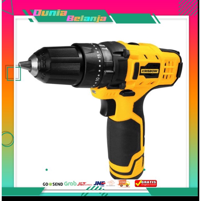 Krisbow Bor Cordless 10 Mm Bor listrik Bor Portable Bor Tangan