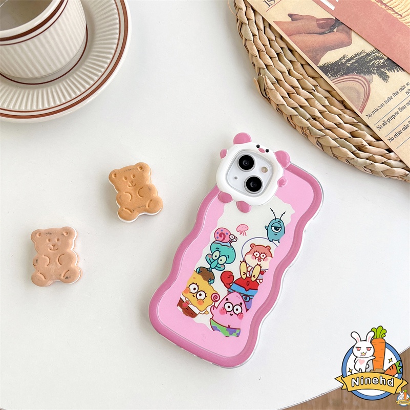 IPHONE Casing Kompatibel Untuk Iphone14 13 12 11 Pro Max X Xr Xs Max7 8 6 6s Plus SE Motif Kartun Casing Ponsel Monster Kecil Bingkai Merah Muda Melindungi Lembut Shockproof Glossy Cover Pelindung