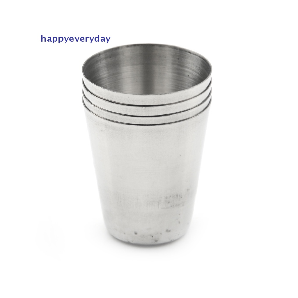 [happy] New 4pcs Set Gelas Sloki Stainless Steel Camping/Travel [ID]