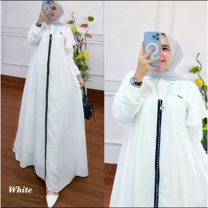 GAMIS PUTIH GAMIS REMAJA TERBARU ALIYA MAXY DRESS TERBARU GAMIS KONDANGAN AKSEN PURING GAMIS MUSLIM 