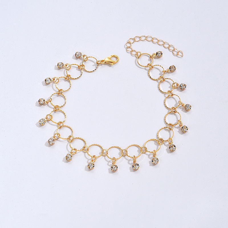 Gelang Kaki Geometris Bahan Alloy Berlian Imitasi Korea Untuk Wanita