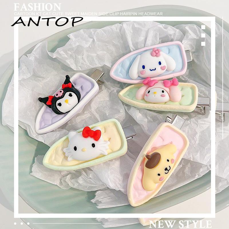 【antop】Kartun Kitty Kucing Segitiga Jepit Rambut Lucu Manis Gadis Sisi Jepit Rambut Hiasan Kepala