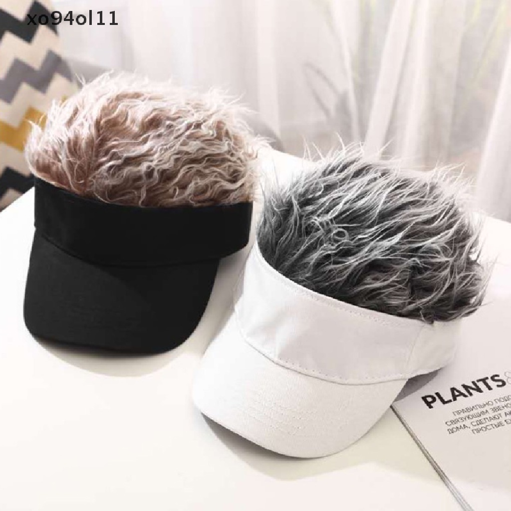 Xo 1pc Topi Baseball Rambut Flair Palsu Pelindung Matahari Menyenangkan Pesta Halloween Toupee Hat OL