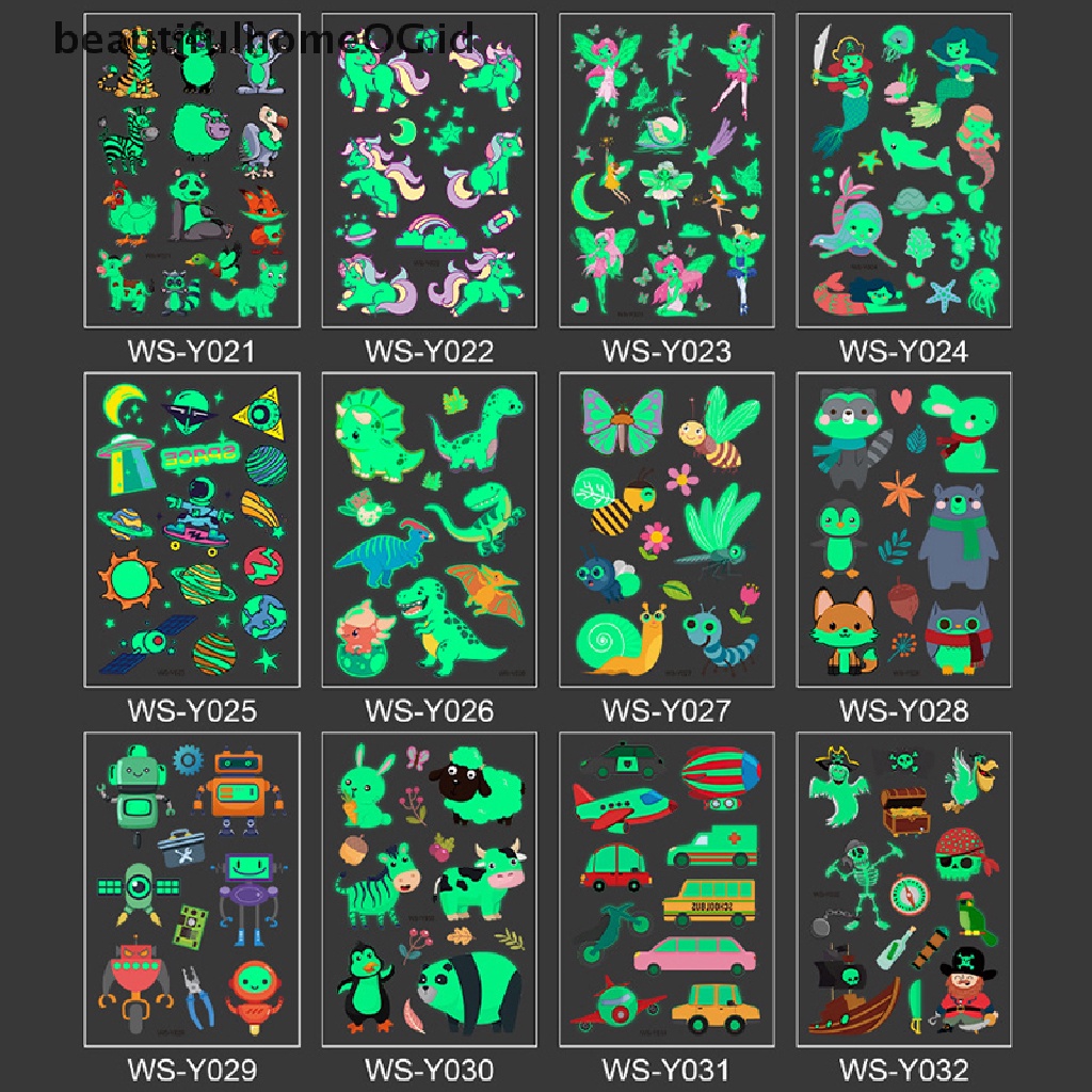 // Kecantikan// Anak-Anak Bercahaya Kartun Tato Sementara Stiker Tahan Air Lampu Malam Bercahaya **