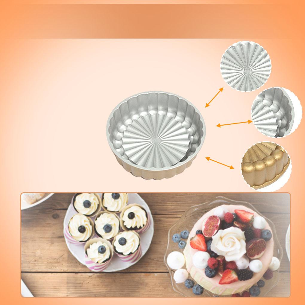 Aluminium Alloy Cetakan Kue Diecast DIY Stylish Bulat Non-stick Pengganti Rumah Dapur Bakery Kue Roti Mold
