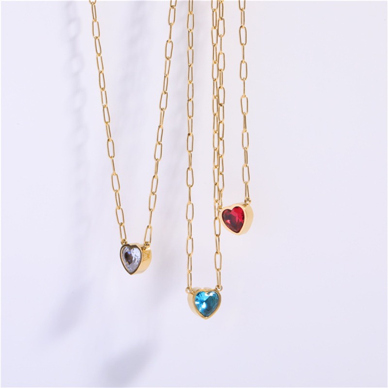 [AYBX] Kalung Liontin Anti Karat Hati Zirkon Sweater Rantai Kalung Lapis