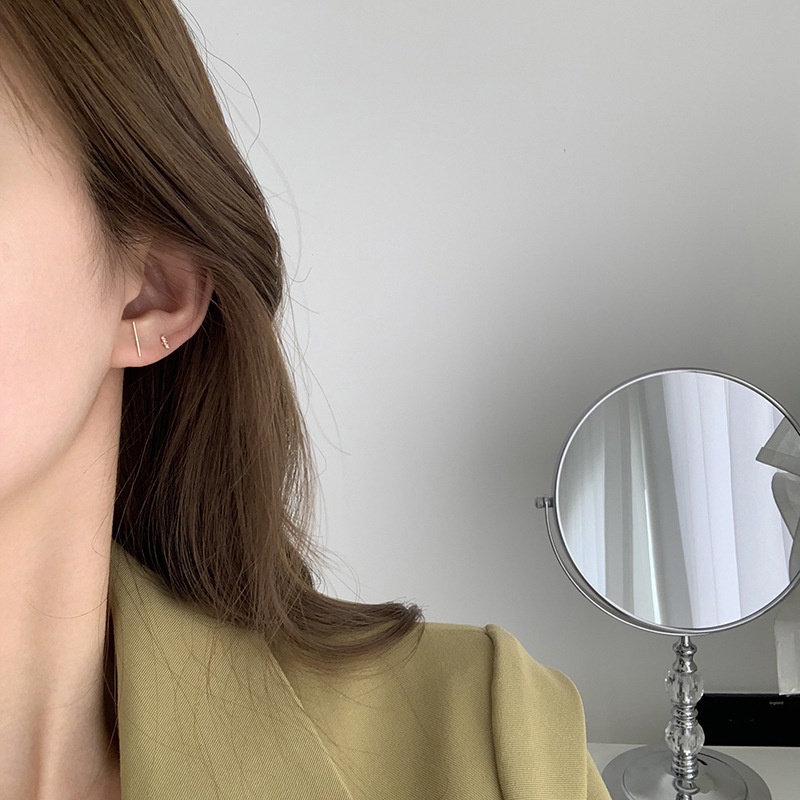 5pcs / Set Anting Zircon Kecil Bahan S925 Silver Needle Gaya Korea Untuk Wanita