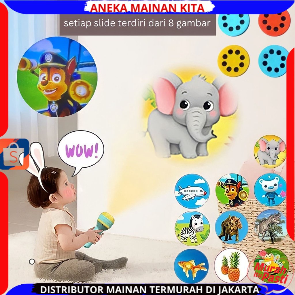 ( BISA COD ) 4 SLIDE 32 GAMBAR Mainan Anak Senter Proyektor Flashlight SNI / Mainan Projector Gambar / Mainan Edukasi Anak / Mainan Anak Laki Laki / Mainan Anak Perempuan