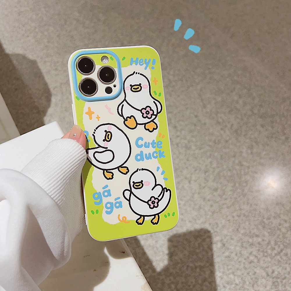 IPHONE Ins Lucu Bebek Hijau Kartun Silikon Case Untuk Iphone14 11 12 13 PRO MAX Casing Cover Pelindung AT0133