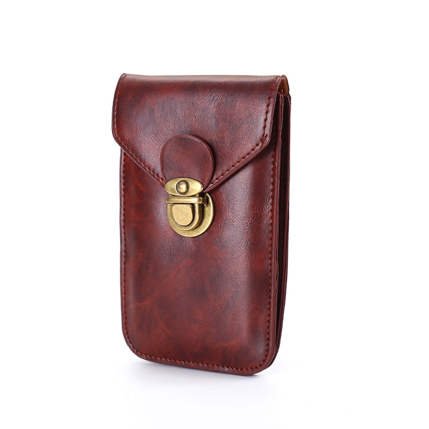 Tas Pinggang Pria / Tas HP Pinggang Bahan Kulit Buatan / Dompet Koin / Tas Ponsel Untuk Orang Paruh