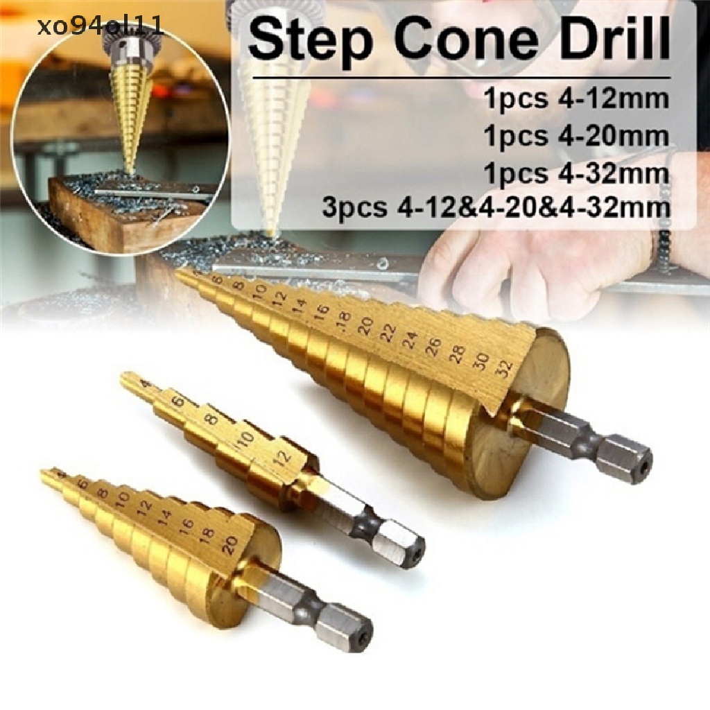 Xo Besar HSS Steel Step Cone Drill Titanium Bit Set Pemotong Lubang 4-12/20/32mm OL