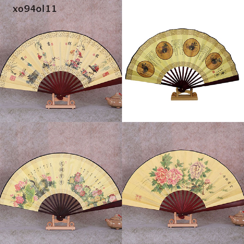 Xo 1pcs Kipas Angin Lipat Imlek Chinese Paing Pattern Polyester Fan Style Random OL