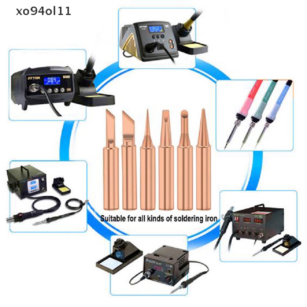 Xo5/6pcs Tembaga Murni 900M-T Solder Ujung Besi Bebas Timah Solder Tip Las Kepala  Ol