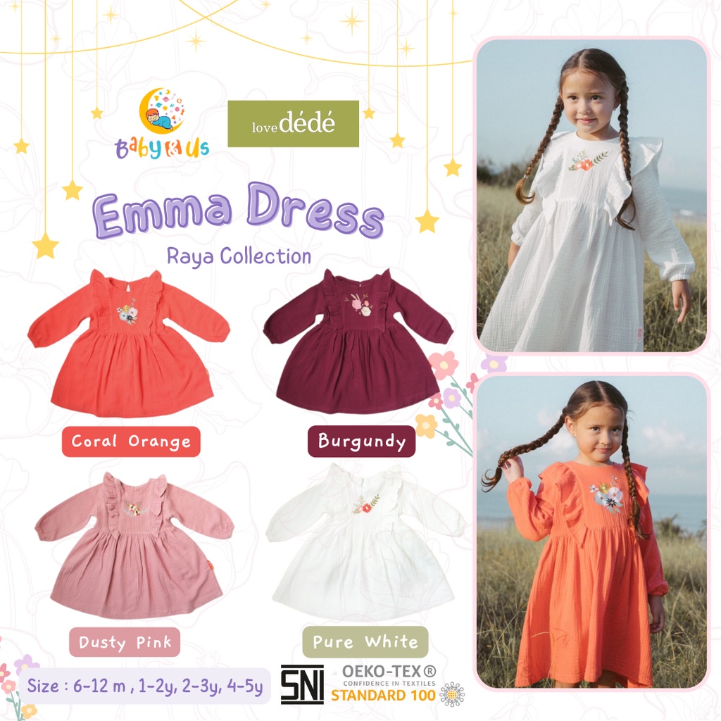 lovedede - Emma Ruffle Flower Dress (Dress Gamis Bayi /Anak Perempuan)