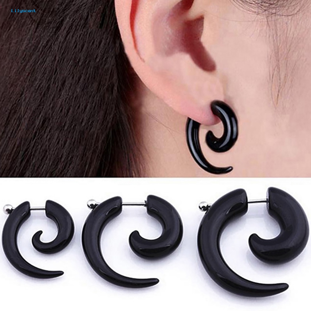 Anting Punk Bahan Metal Lilyscent Untuk Upacara Pertunangan Cincin Telinga Motif Siput Keren