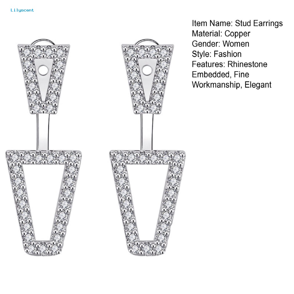 Lilyscent 1pasang Fashion Perhiasan Wanita Anting Untuk Harian Bling Berlian Imitasi Stud Earrings Hypoallergenic