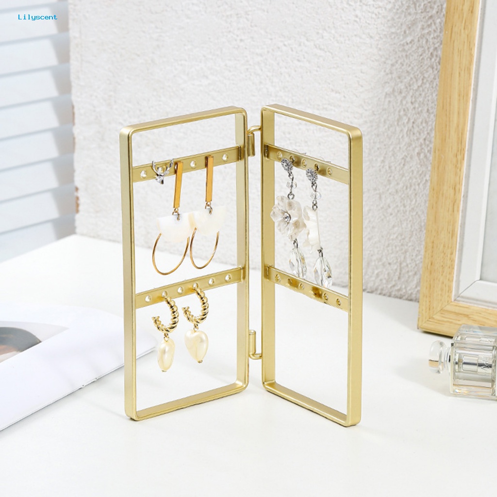 Lilyscent Tahan Aus Rak Display Perhiasan Perlengkapan Toko Perhiasan Kait Anting Kalung Gelang Organizer Rak Lipat