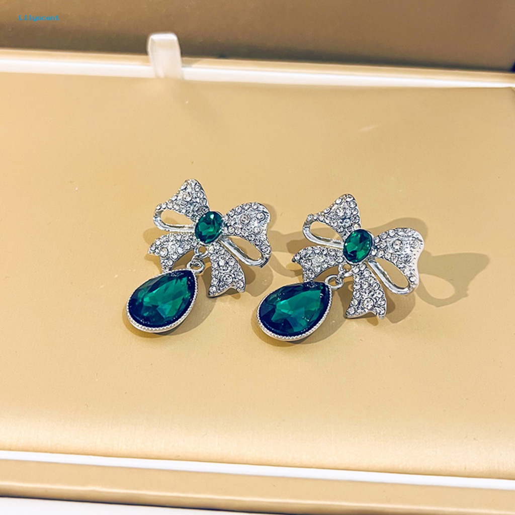 Lilyscent Giwang Telinga Elegan Untuk Pacaran Mempesona Berlian Imitasi Ikatan Simpul Ear Studs Warna-Warni