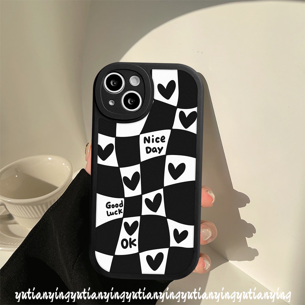 Cute Smile Face Phone Casing Infinix Hot 11 9 10 Play 11s 10s 10T Smart 5 6 Hot 10 Lite Note 8 Simple Black White Checkerboard Soft Tpu Case