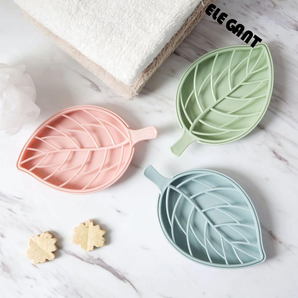 [Elegan] Sabun Piring Fashion Praktis Bahan PP Nampan Tiriskan Bentuk Daun Rak Penyimpanan Sabun Lapisan Ganda