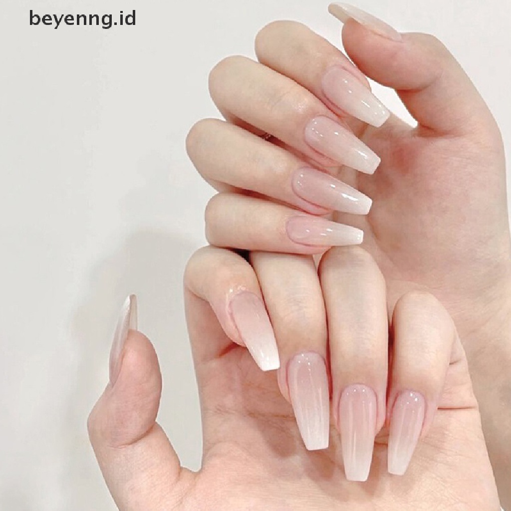 Beyen 100PCS Paku Palsu Set Press On Nails Almond/Persegi/Peti Jenazah Full Cover Fake Tip ID