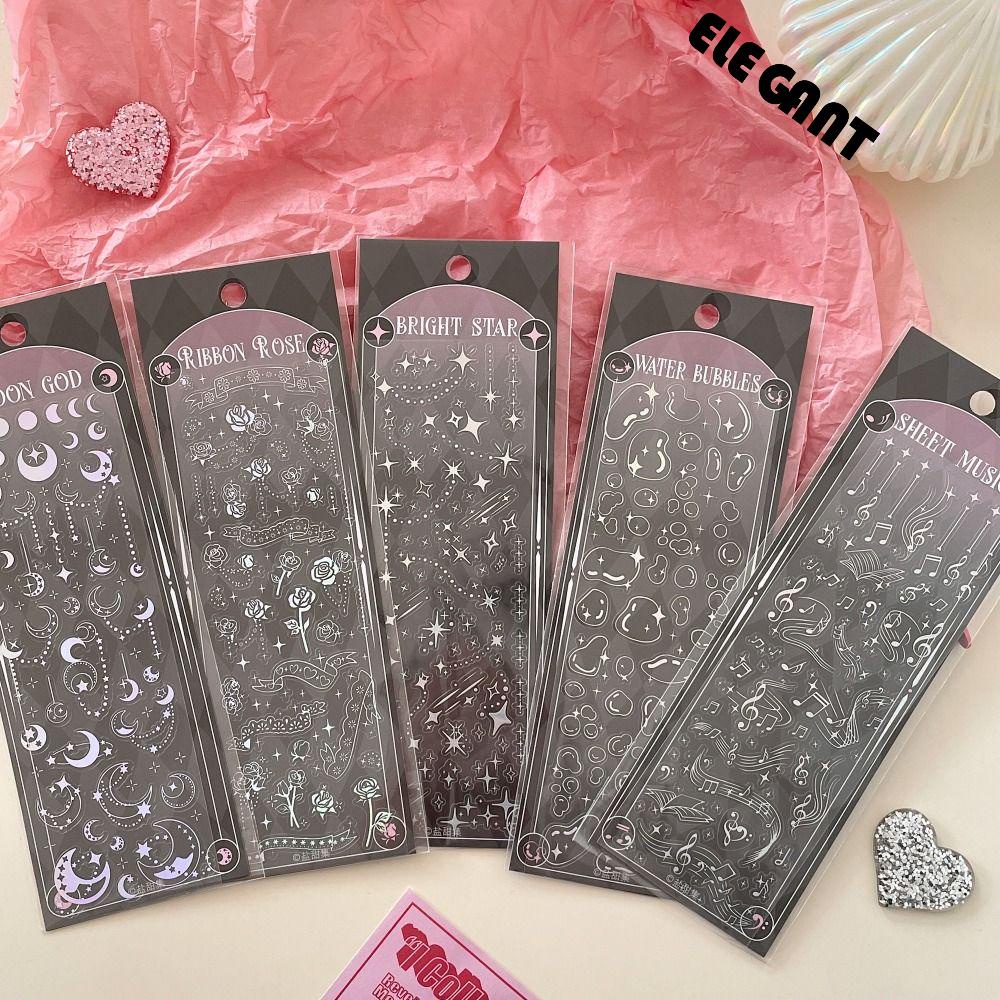 [Elegan] Goo Card Stiker Alat Tulis PVC Laser Panas Perak Kolase Bahan Album Foto Dekorasi DIY Craft Photo Album Tangan Bahan Akun Scrapbook Dekorasi