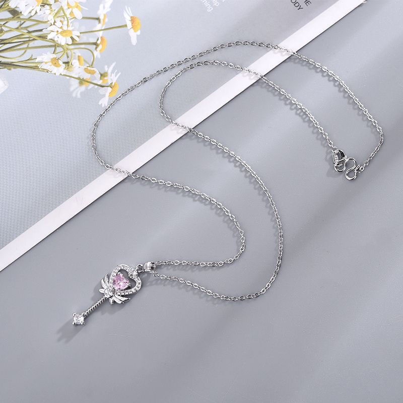 Kalung Geometris Hati Bahan Alloy Berlian Imitasi Fashion Untuk Wanita