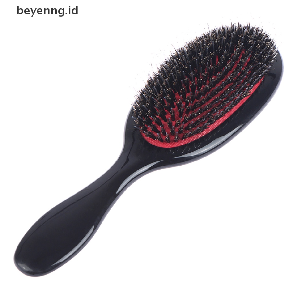 Beyen Boar Fur &amp; Nylon Hair Brush Oval Sisir Dayung Anti Statis Pijat Kulit Kepala ID