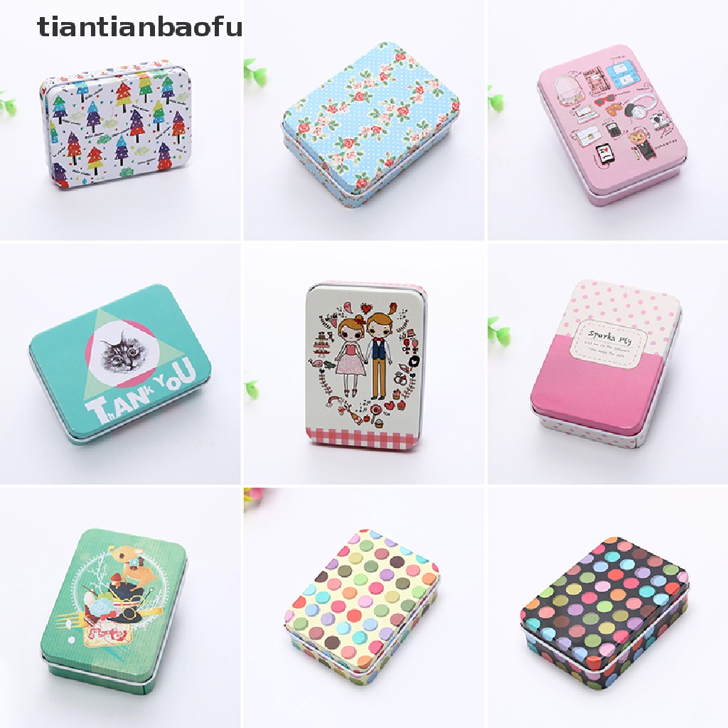 [tiantianbaofu] Kartun Tin Box Sealed Jar Packing Box Perhiasan Permen Penyimpanan Kaleng Koin Gift Box Butik