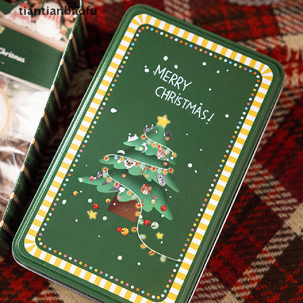 [tiantianbaofu] Hadiah Tahun Baru Kemasan Tin Box Merry Christmas Santa Claus Candy Cookies Box Butik