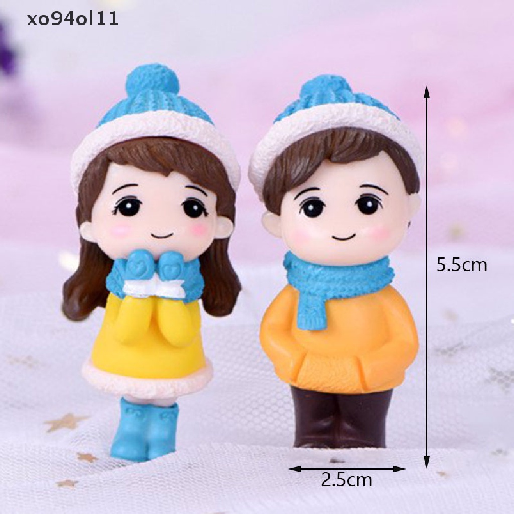 Xo 1pasang Couple Miniatur Boneka Mini DIY Terrarium Dekorasi Taman Valene's Day Gift OL