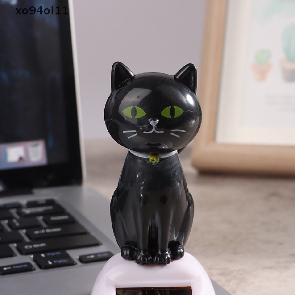 Xo Kucing Hitam Tenaga Surya Goyang Solar Powered Mainan Bobble Kepala Figure Dancing Mainan Hadiah OL