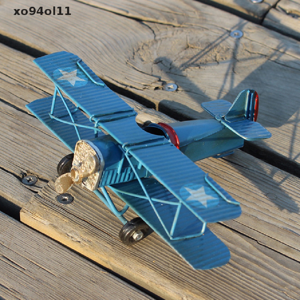 Xo Retro Metal Plane Model Kerajinan Ruang Tamu Kamar Tidur Ornamen Patung Pesawat OL