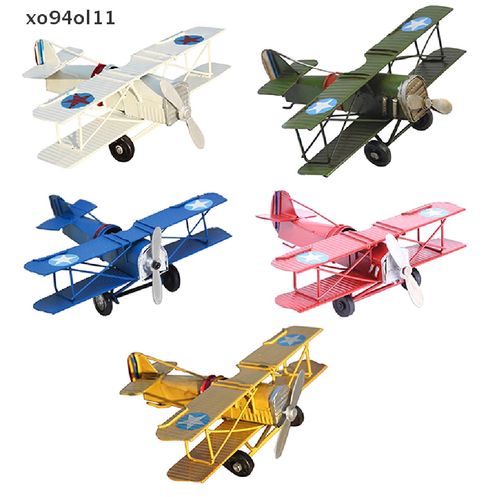 Xo Retro Metal Plane Model Kerajinan Ruang Tamu Kamar Tidur Ornamen Patung Pesawat OL