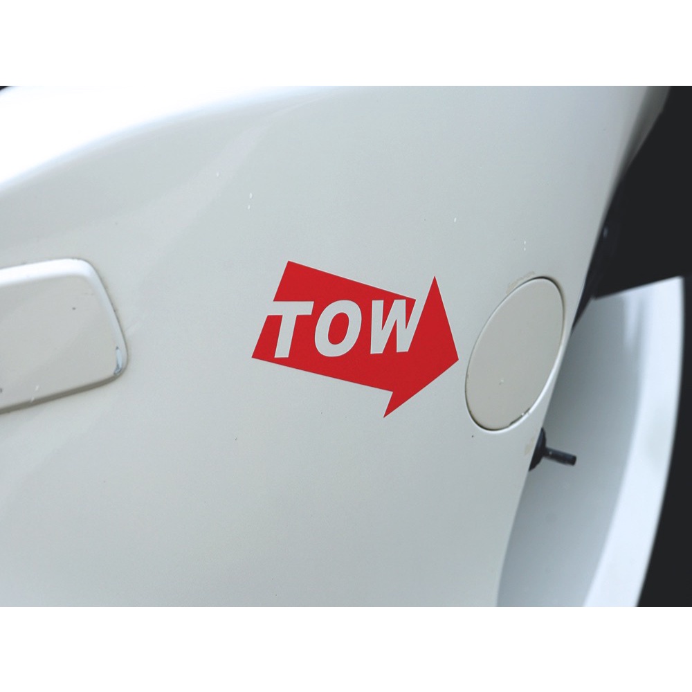 Tow Logo Arrow Reflektif Stiker Mobil Merah Peringatan Decal Untuk Otomotif Motor Truk Balap SUV Bumper Laptop