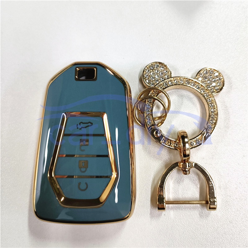 Tpu Key Case Cover Remote Mobil Fob Dengan Gantungan Kunci Untuk Isuzu New DMAX D-MAX MUX MU-X Luxury Gold Edge Edition Pelindung Shell